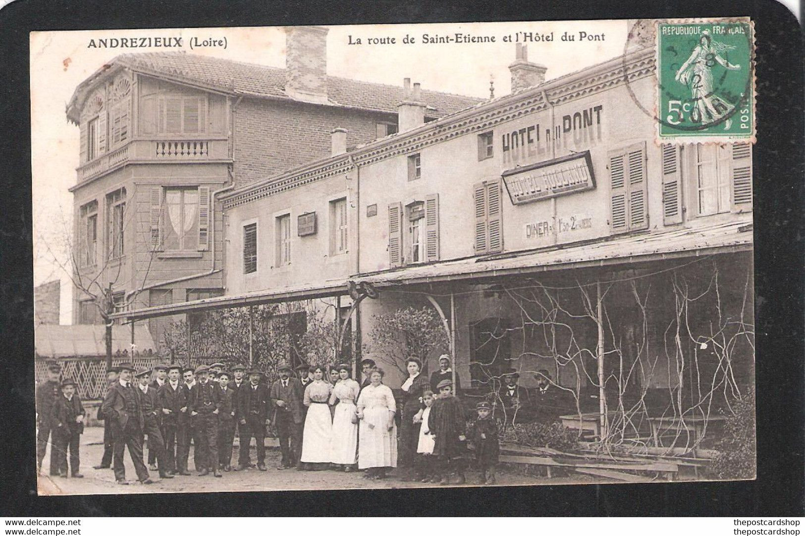 CPA 42 ANDREZIEUX LA ROUTE DE ST-ETIENNE ET L'HOTEL DU PONT RARE !! MORE FRANCE FOR SALE @1 EURO OR LESS - Andrézieux-Bouthéon