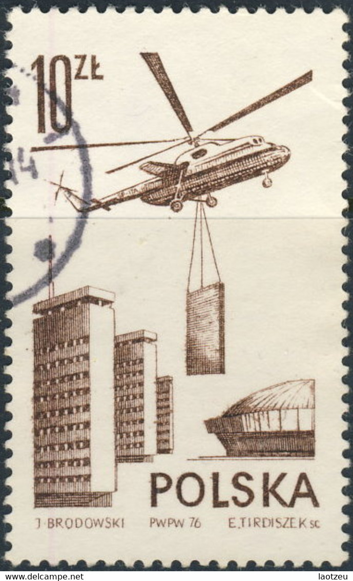 Pologne Aérien 1976. ~ A 56 ( Par 12 ) - Hélicoptère De Transport  "MI-6" - Used Stamps