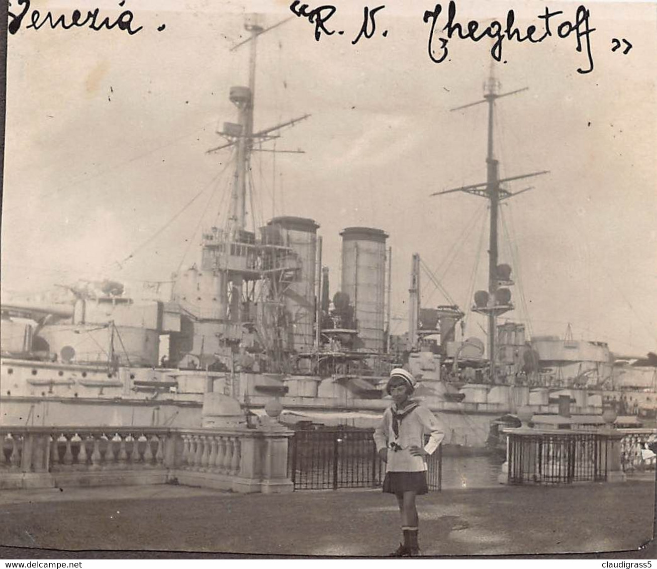 2312" FOTO-R.N. CORAZZATA TEGHETOFF ANCORATA  A VENEZIA 1919"   MISURE (7.00X 9.00) - Guerra, Militares