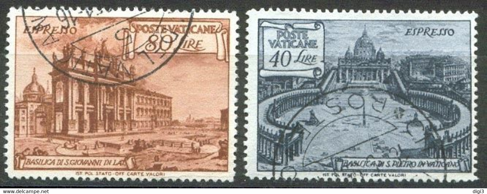 Vaticano, 1949, Espressi, Basiliche Romane, Serie Completa, Usata - Priority Mail