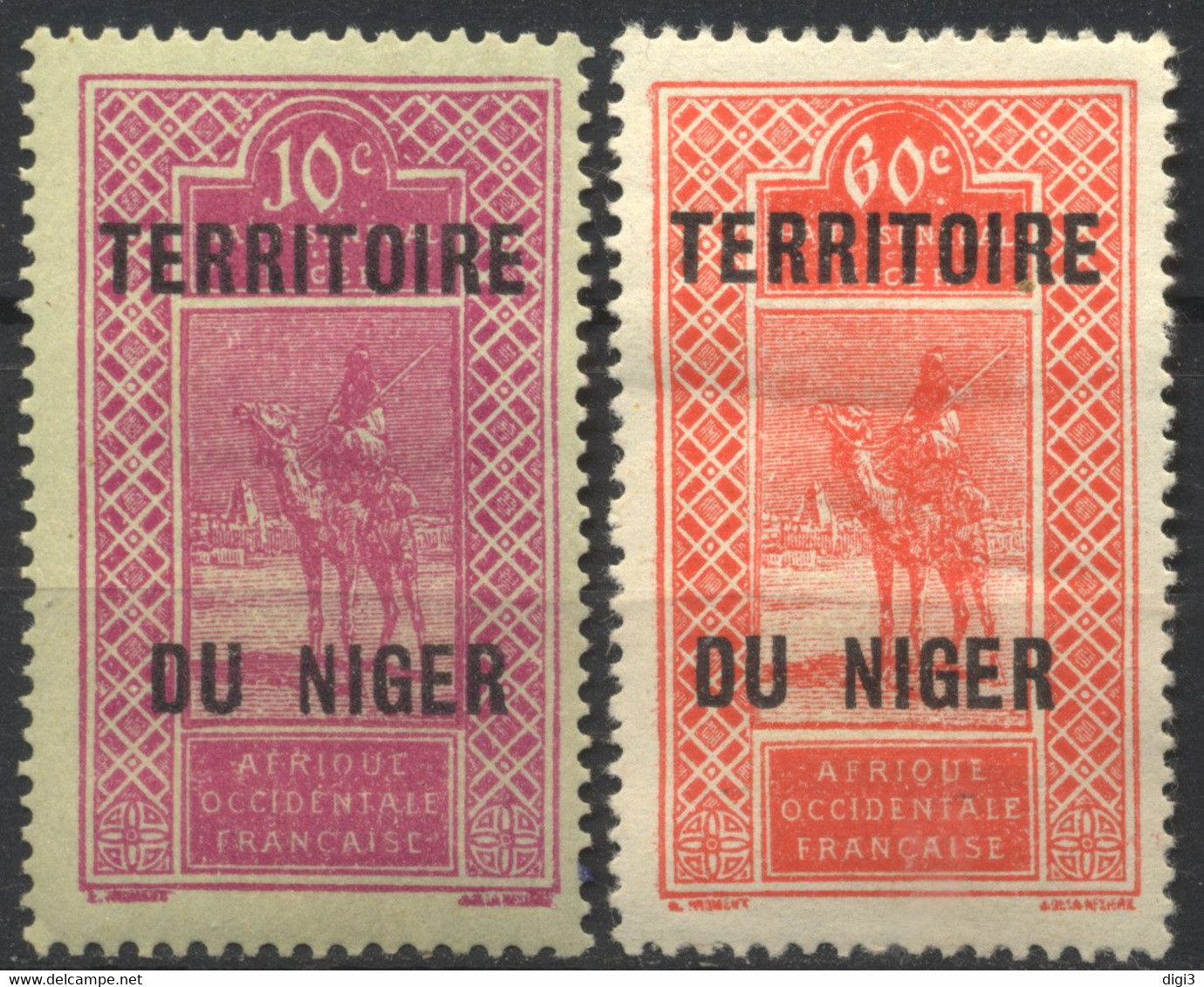 A.O.F., Niger, 1921-26, Touareg, Surcharge "TERRITOIRE DU NIGER", 10, 60 C., MH* - Autres & Non Classés