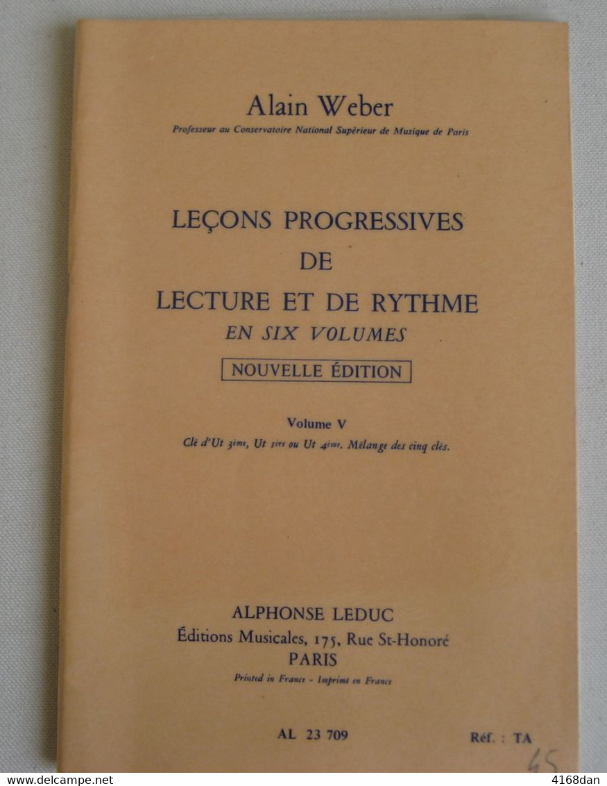 LECONS PROGRESSIVES  De Lecture  Et De Rythme De : Alain Weber    Volume V "nouvelle édition " - Etude & Enseignement