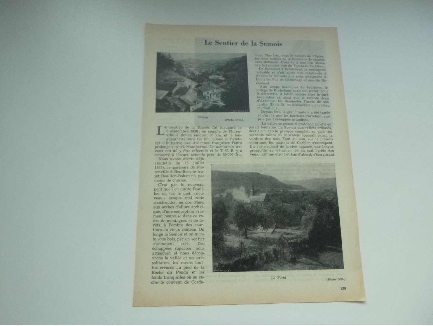 Origineel Knipsel ( 4623 ) Uit Tijdschrift " Touring Club De Belgique " 1937 : Le Sentier De La Semois : Bohan La Fôret - Ohne Zuordnung