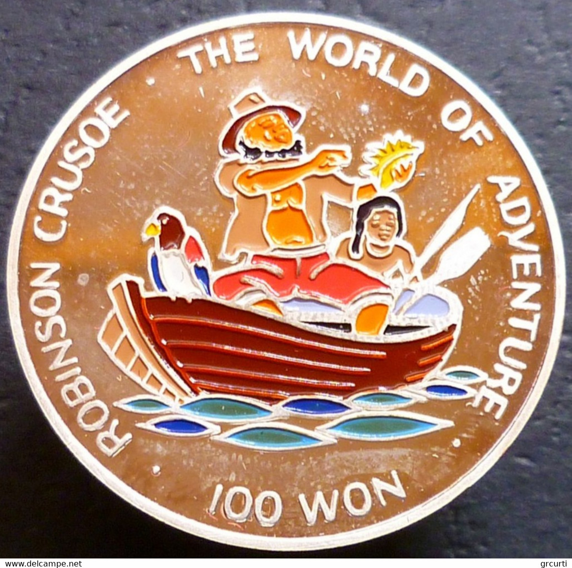 Corea Del Nord - 100 Won 1996 - Robinson Crusoe - Scena Barca A Remi  - Multicolore - KM# 122 - Corée Du Nord