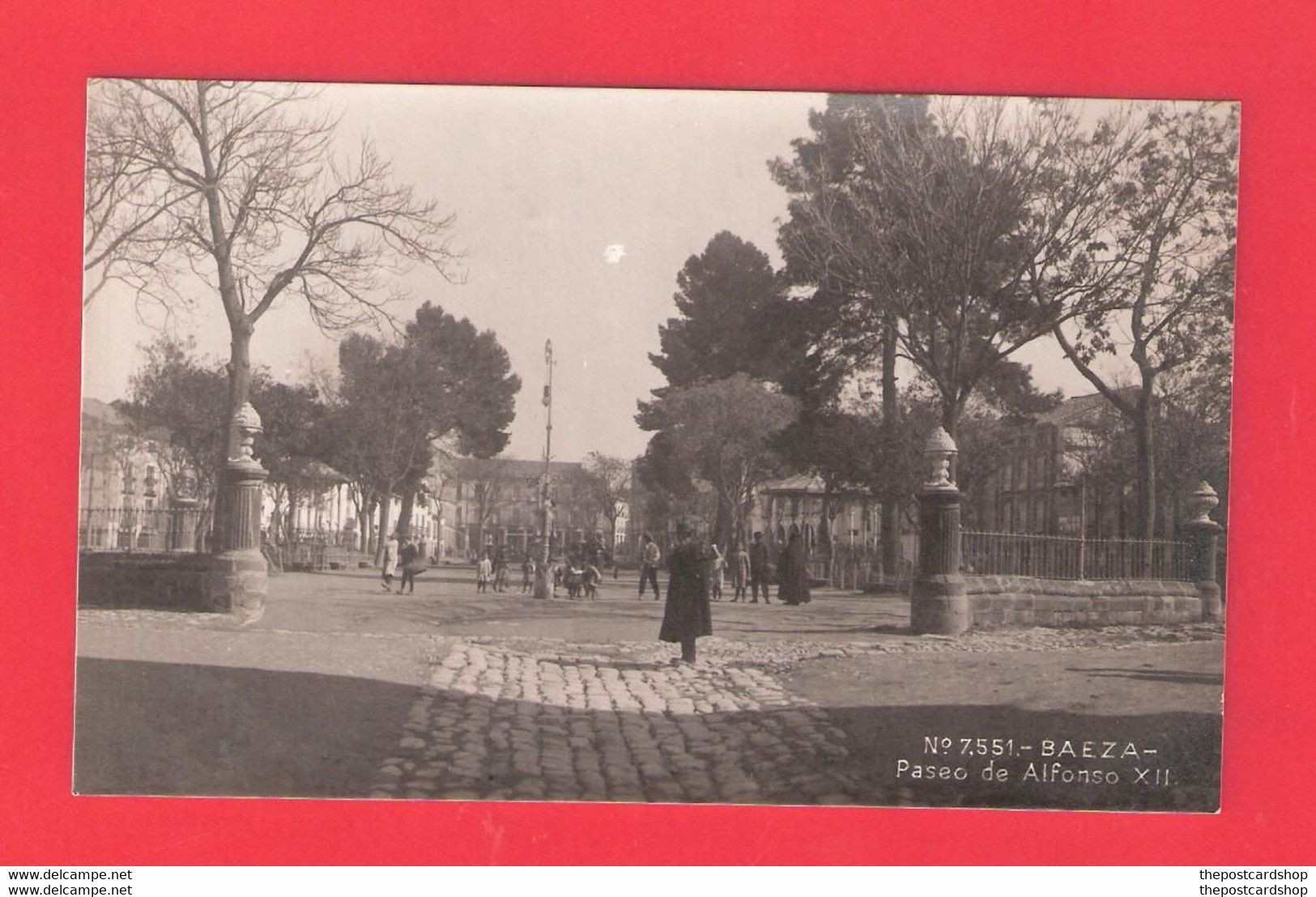 SPAIN ESPANA BAEZA PASEO DE ALFONSO XII DOS DIVISE NO.7551 ANDALUCIA RP REAL PHOTO VERY RARE - Jaén