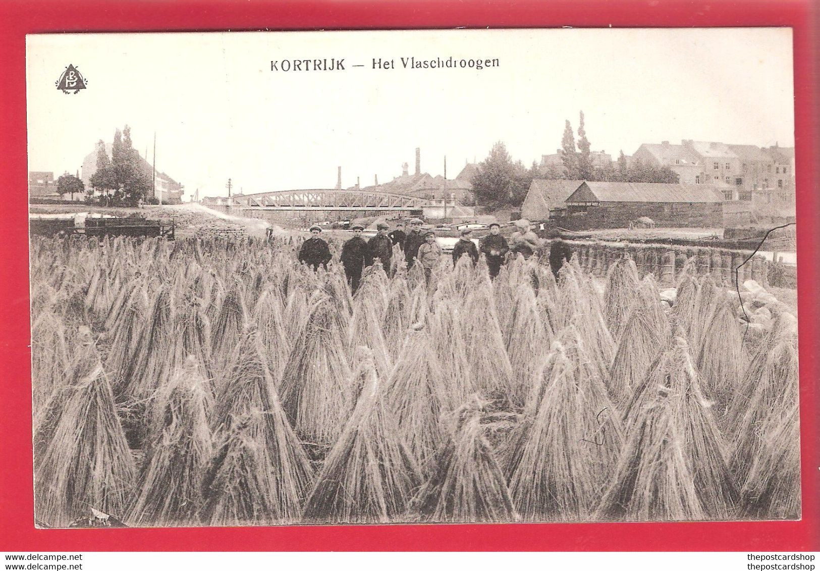 BELGIQUE CPA Kortrijk - Het Vlaschdroogen BELGIUM FLANDRE OCCIDENTALE BRIDGE HARVESTING  WHEAT - Kortrijk