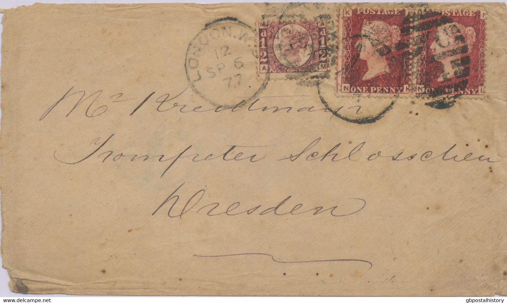 1877 QV 1/2d Rose-red Pl.12 (AM) Together With Pair 1d Pl.184 (NK-NL, VARIETIES) - Lettres & Documents