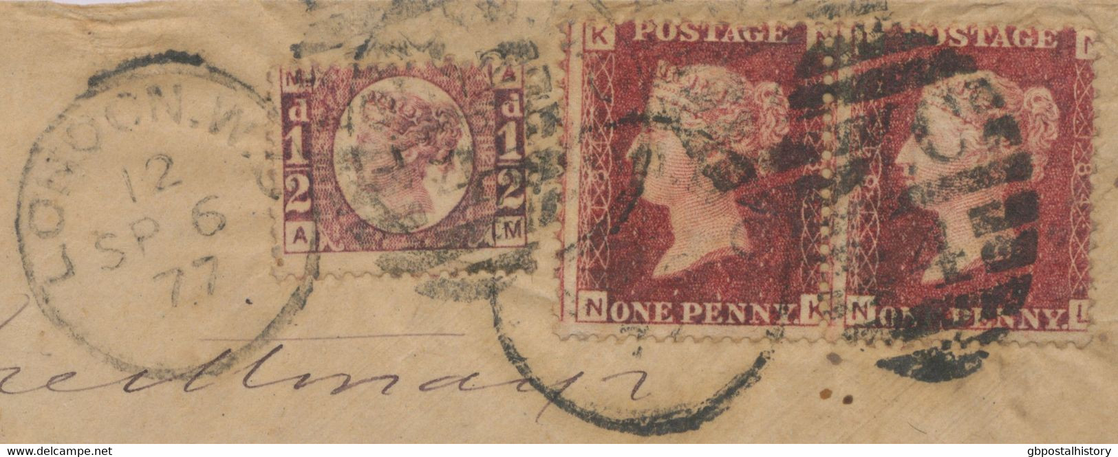 1877 QV 1/2d Rose-red Pl.12 (AM) Together With Pair 1d Pl.184 (NK-NL, VARIETIES) - Lettres & Documents