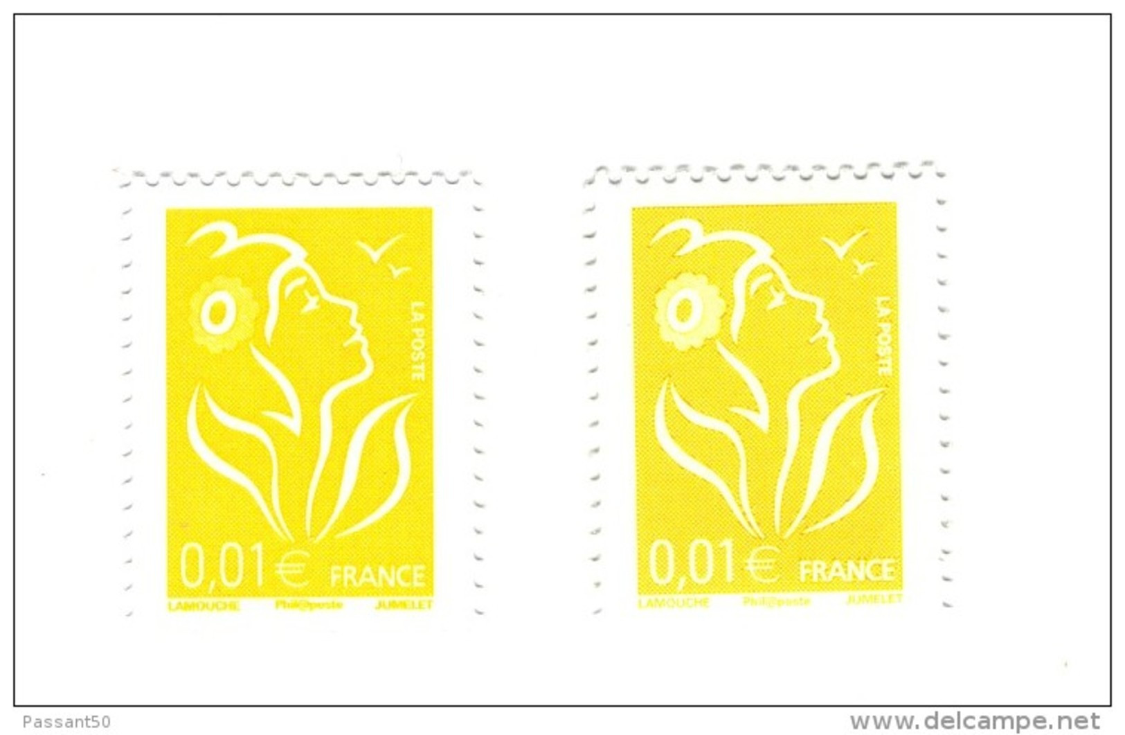 Lamouche 0.01 € Jaune Philaposte YT 3731A + Aa : Les Deux Type I + II  . Pas Courants , Voir Les Scans . - Ungebraucht