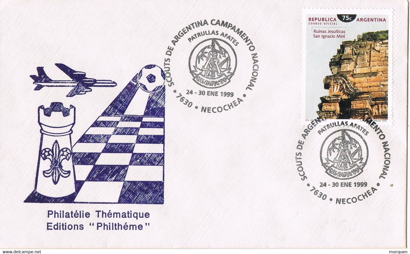 41447. Carta NECOCHEA (Argentina) 1999. Scouts, Campamento Nacional  Patrullas Afates - Briefe U. Dokumente