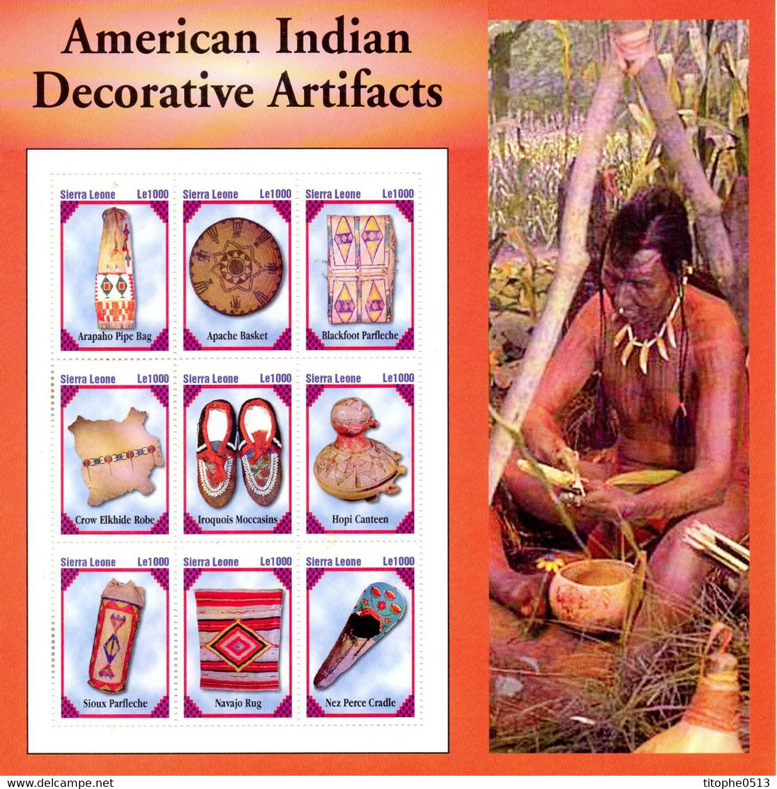 SIERRA LEONE. N°3955-63 De 2004. Artisanat Des Indiens. - Indiens D'Amérique