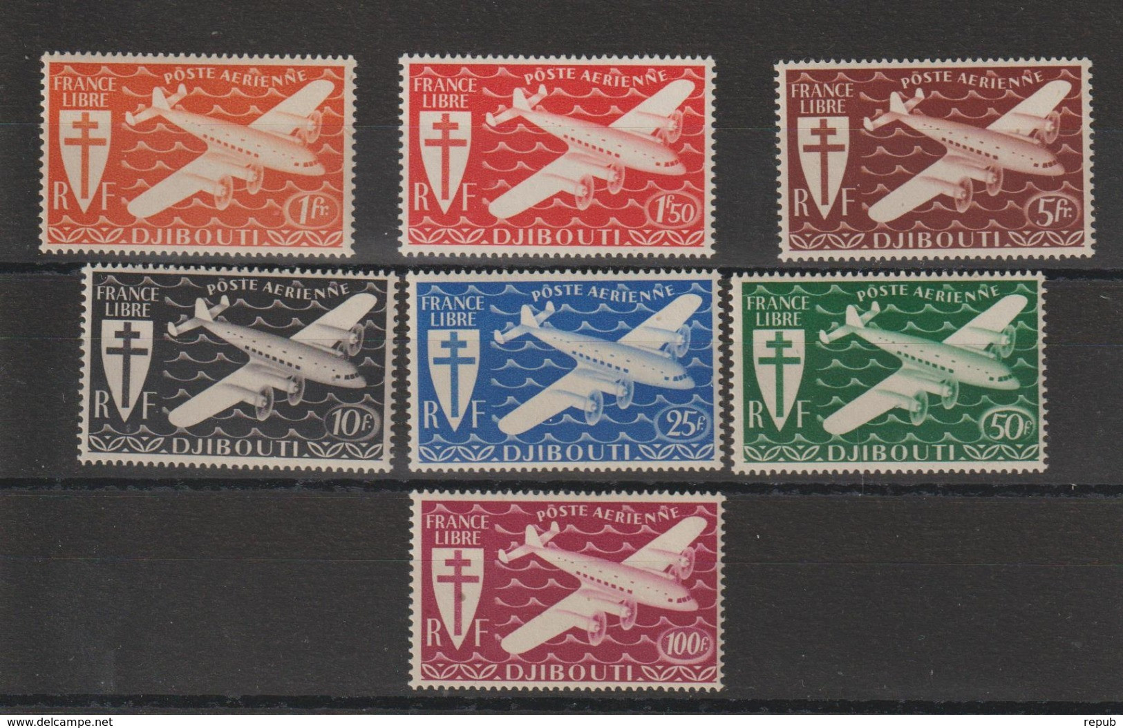 Cote Des Somalis 1943 Série Londres PA 1 à 7, 7 Val Neuf ** MNH - Neufs