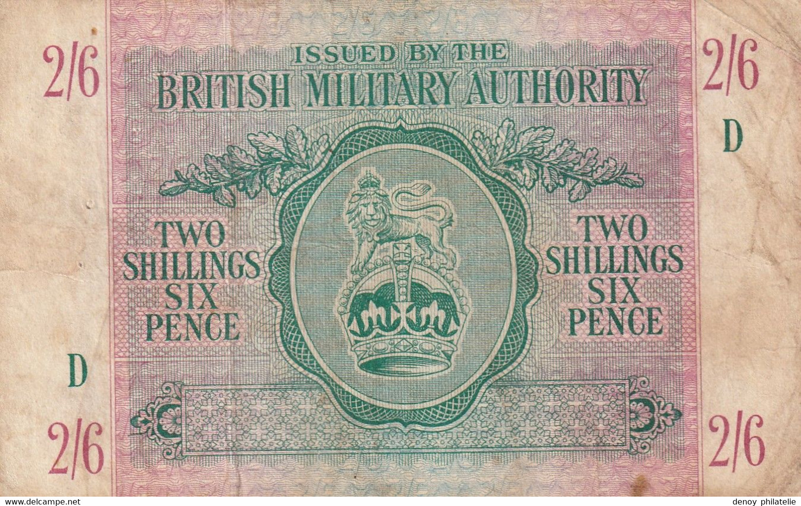 Btritish Milittary Authority  Two Silling Six Pence Des Trouds Des Plis - British Military Authority