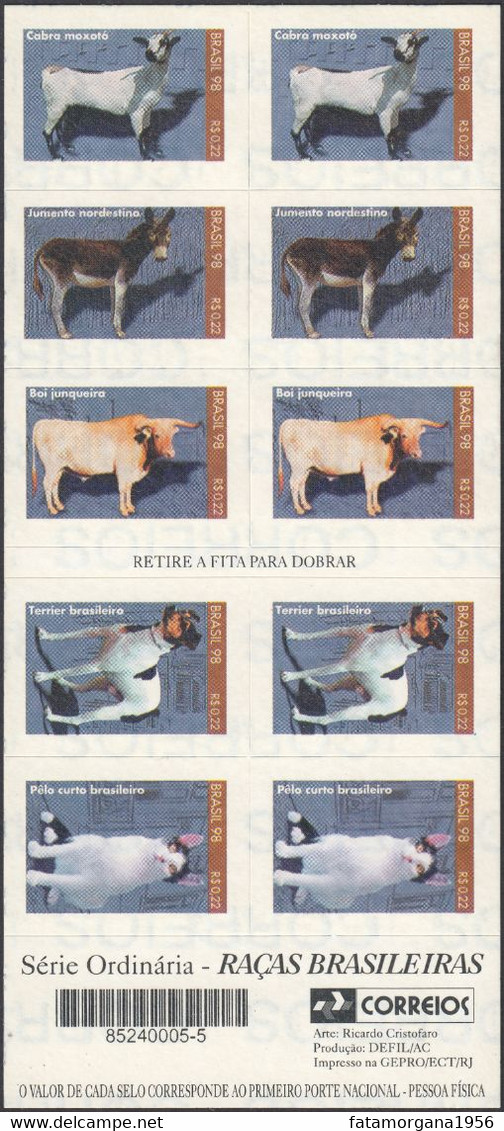 BRASIL - 1998 - Carnet Yvert C2490 Con 10 Valori Nuovi MNH Autoadesivi E Opuscolo Illustrativo. - Booklets