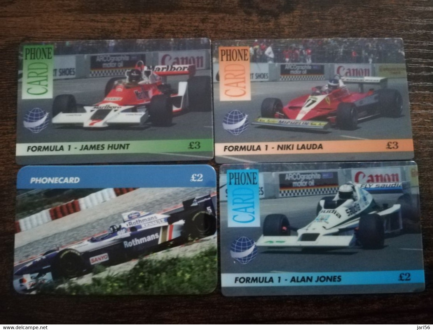 GREAT BRITAIN  4CARDS   2x2 +2x3 POUND CARD,     AUTOMOBILES/RACING CARS /SPORT CARS  PREPAID      **6109** - [10] Colecciones