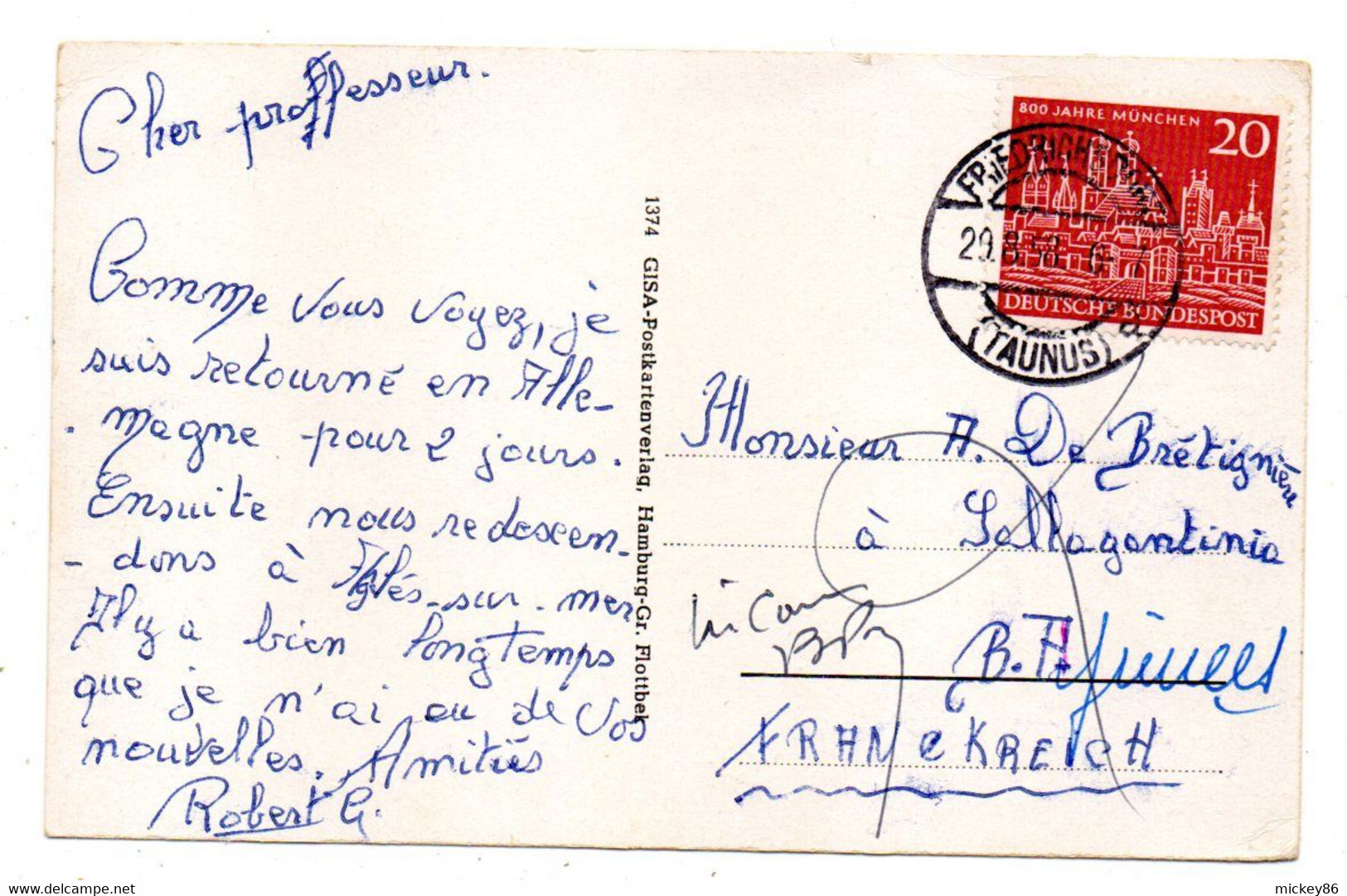 Allemagne -- BAD HOMBURG -- 1958 --Kurhaus...timbre...cachet.....à Saisir - Bad Homburg