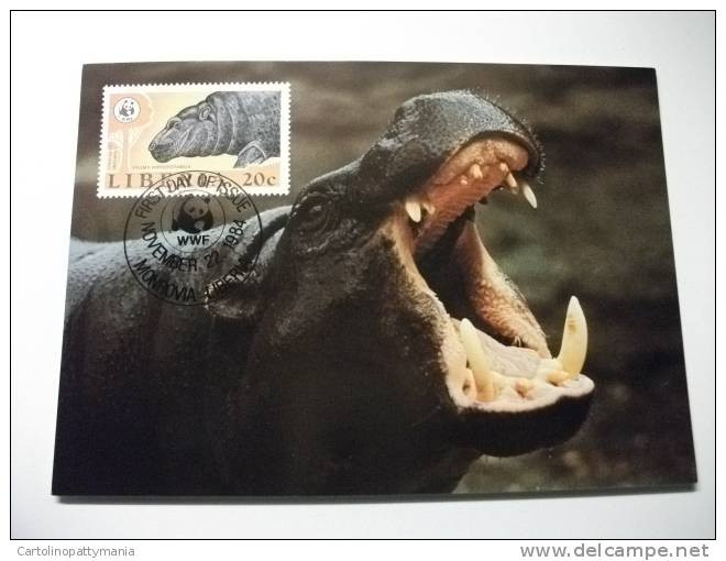Annullo Speciale Maximum Wwf  Liberia Ippopotamo Hippopotamus - Flusspferde