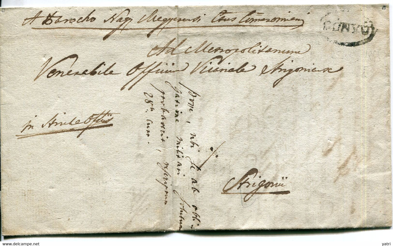 Isole Ionie (1849) Piego Da Corfù Per Esztergom (strigonio), Contenuto Ecclesiastico In Ungherese - ...-1861 Prephilately