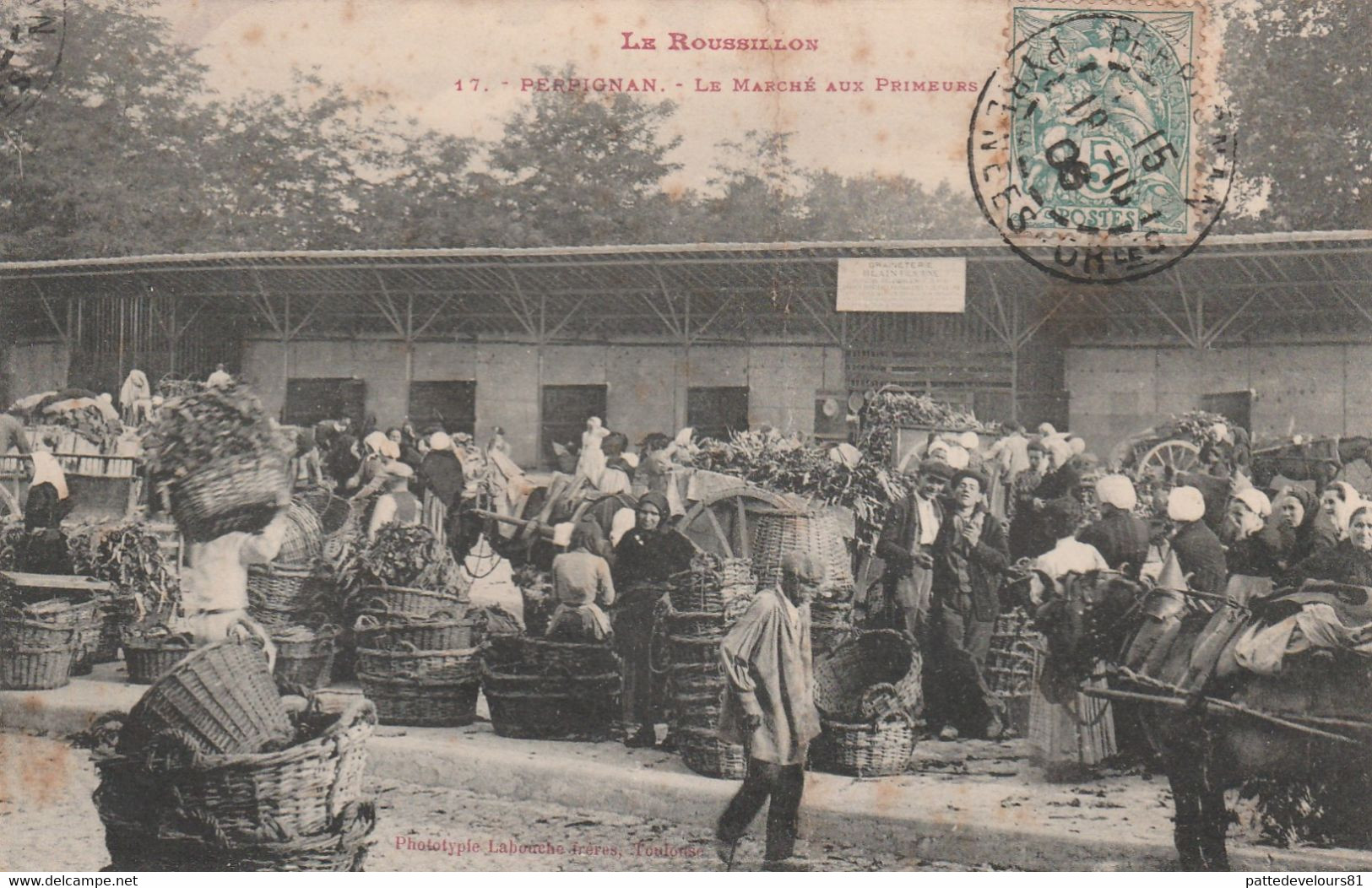 CPA (66) PERPIGNAN N° 17 Le Marché Aux Primeurs Marchand Ambulant   2 Scans - Perpignan