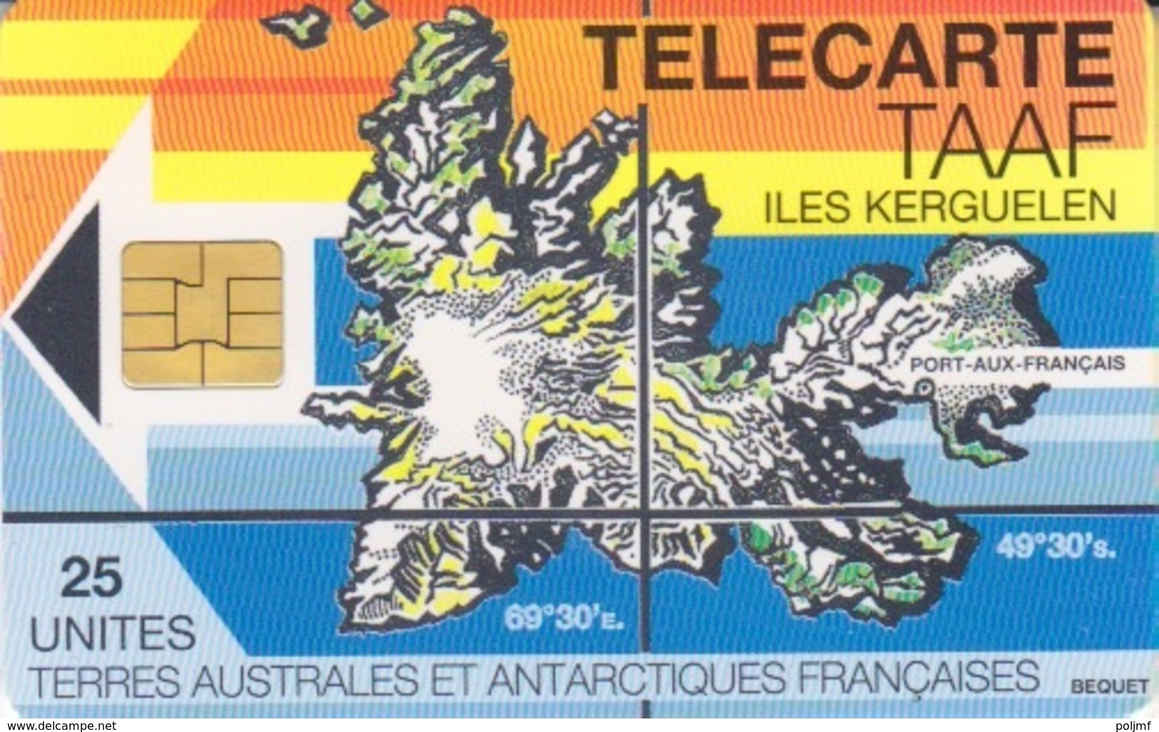 Télécarte 25U, Tirage 1500, Carte De L'île Kerguelen - TAAF - Territori Francesi Meridionali