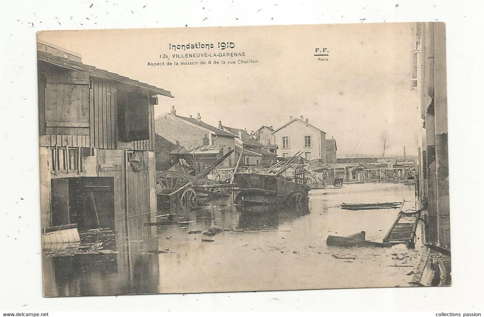 Cp , 92 ,  VILLENEUVE LA GARENNE , Inondations ,1910,  Aspect De La Maison Du 4 De La Rue CHAILLON , Vierge - Villeneuve La Garenne