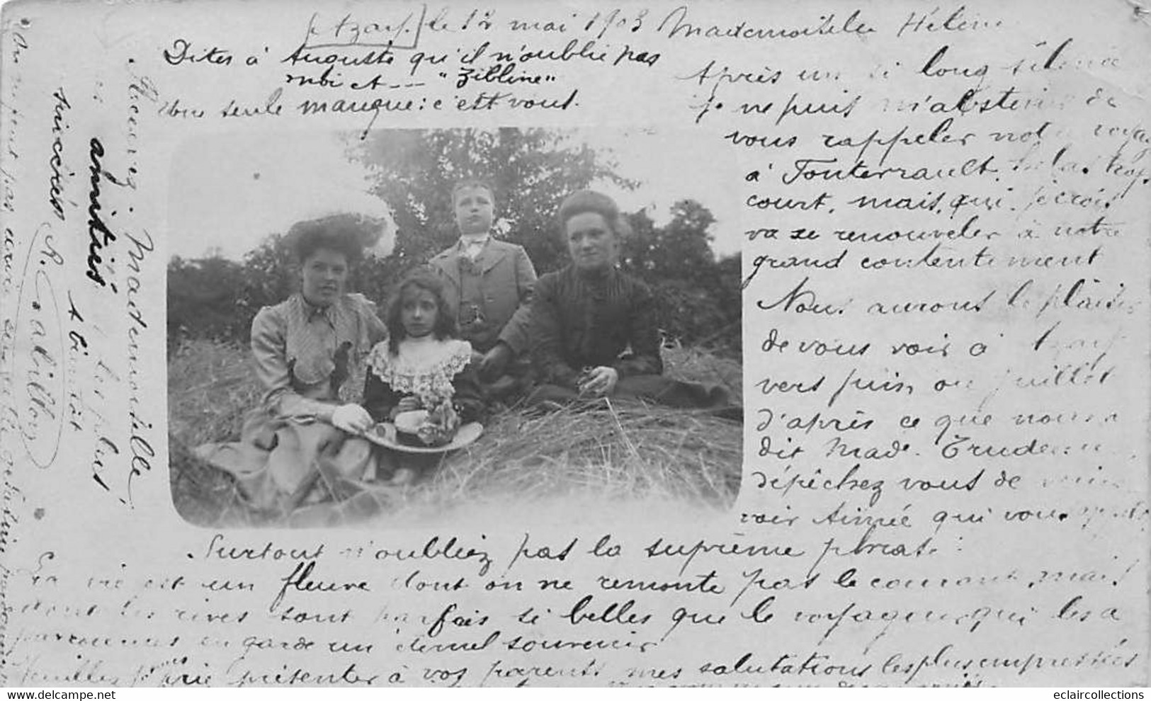 Azay-le-Rideau      37        Carte Photo D'une Famille Dans Les Champs. Lire Le Texte       (voir Scan) - Azay-le-Rideau