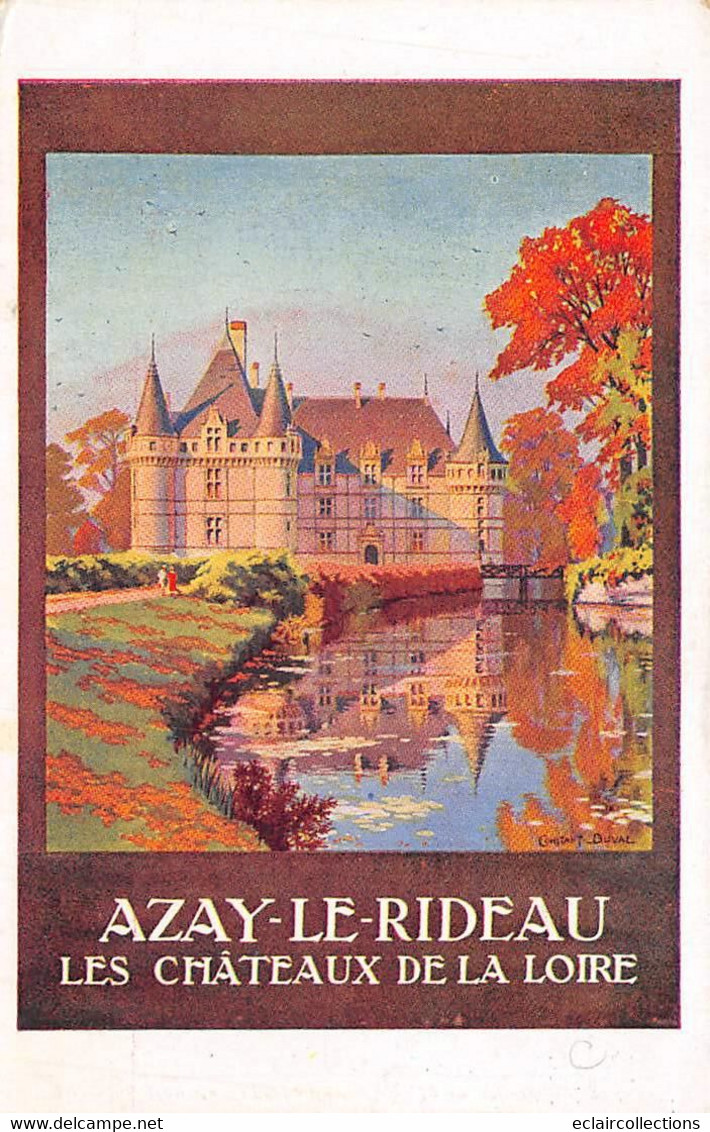 Azay-le-Rideau      37         Le Château  Dessin De Constant Duval         (voir Scan) - Azay-le-Rideau