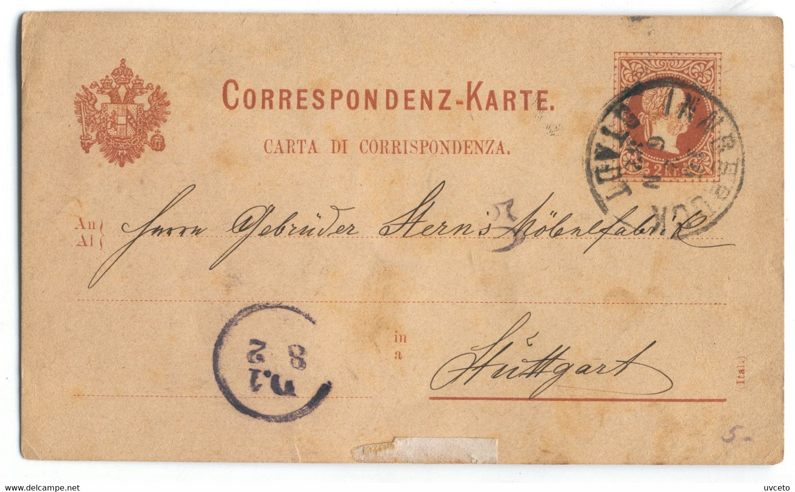 A162d Austria, Stamped Innsbruck To Stuttgart, 1882, Postkarte, Printed Stamp - Scharnitz