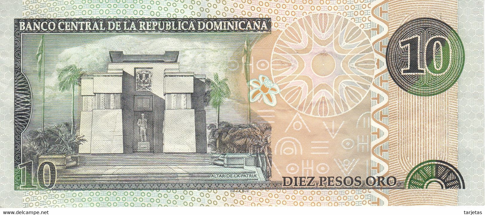 BILLETE DE REP. DOMINICANA DE 10 PESOS ORO DEL AÑO 2003 SERIE KA EN CALIDAD MBC (VF) (BANKNOTE) - Dominicana