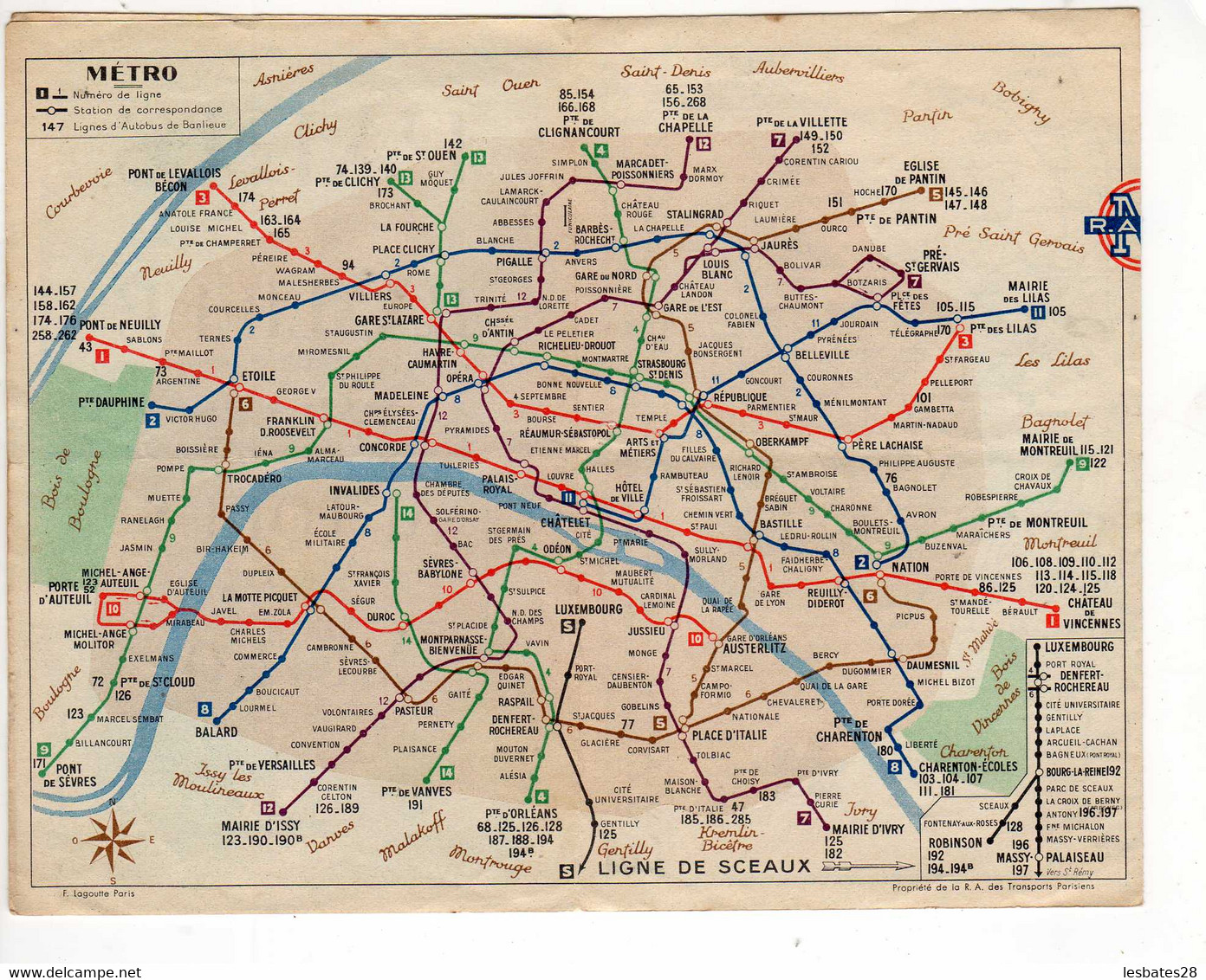 PARIS ET SA BANLIEUE PAR LES AUTOBUS ET LE METRO RATP Année 1949   (2021 Septembre-380) - Sonstige & Ohne Zuordnung