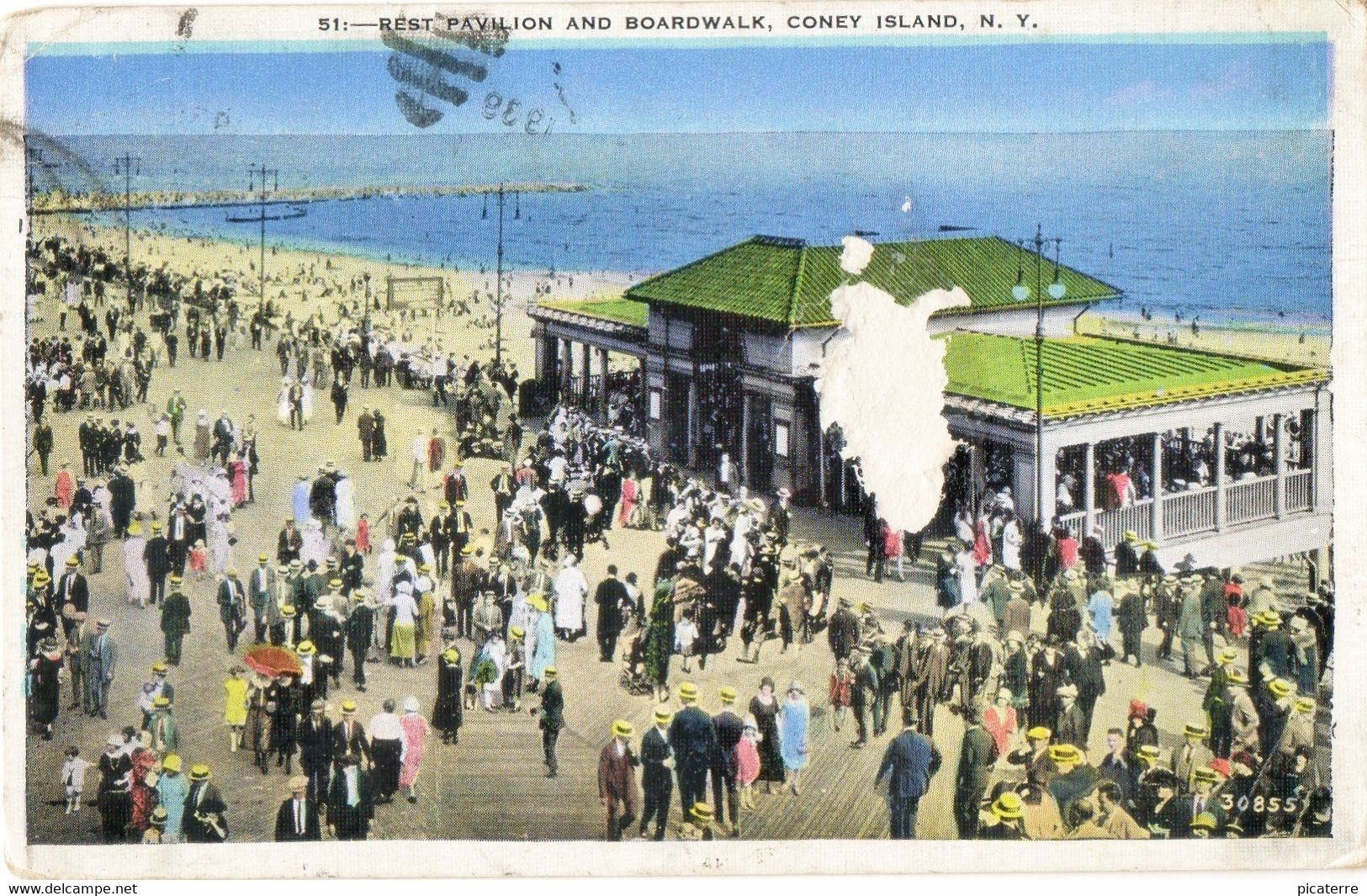 Single Ring Postmark Cancel With BROOKLYN, NY But No Year-(postcard Of Coney Island, NY, United States)-Marcophilie - Non Classés