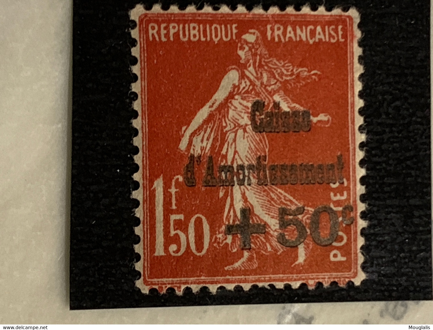 FRANCE N ° 277a C Sur 1er T, Adhér.s/gme TB Centrage  " SEMEUSE +50c ROUGE SOMBRE, C.A. 1931 " NEUF XX SUP - 1906-38 Semeuse Camée