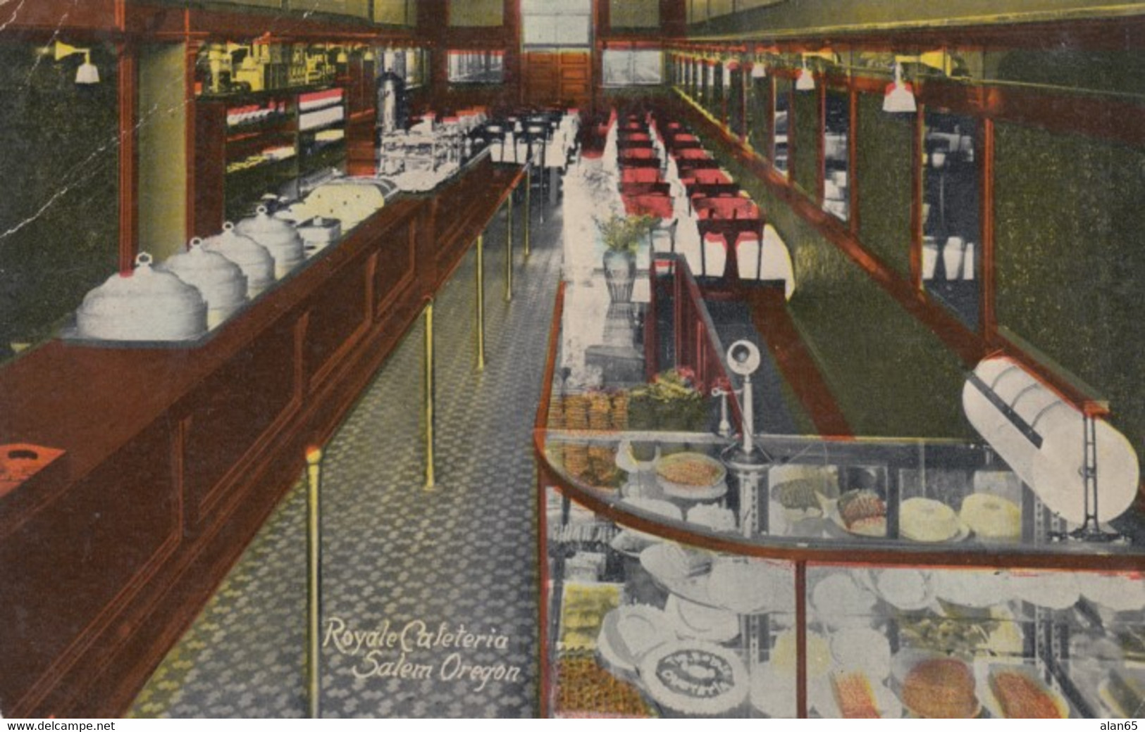 Salem Oregon, Royale Cafeteria Interior View Of Restaurant, C1900s/10s Vintage Postcard - Salem