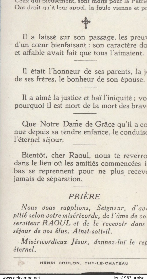 ABL , Raoul Canivet , Né à Thy Le Château  Le 5 Février 1914 Au Champ D'honneur à  Belgrade ( Namur ) Le 12 Mai 1940 , - Décès