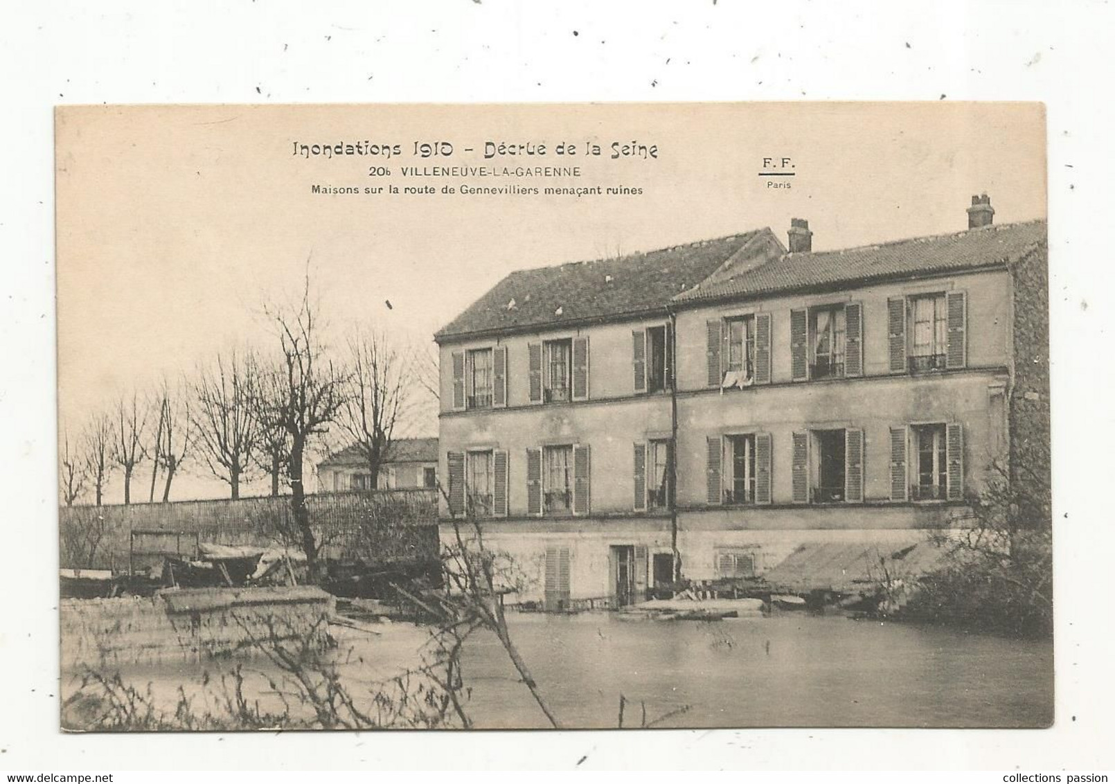 Cp , 92 ,  VILLENEUVE LA GARENNE , Inondations ,1910, Décrue De La Seine , Maisons Sur La Route De GENNEVILLIERS - Villeneuve La Garenne