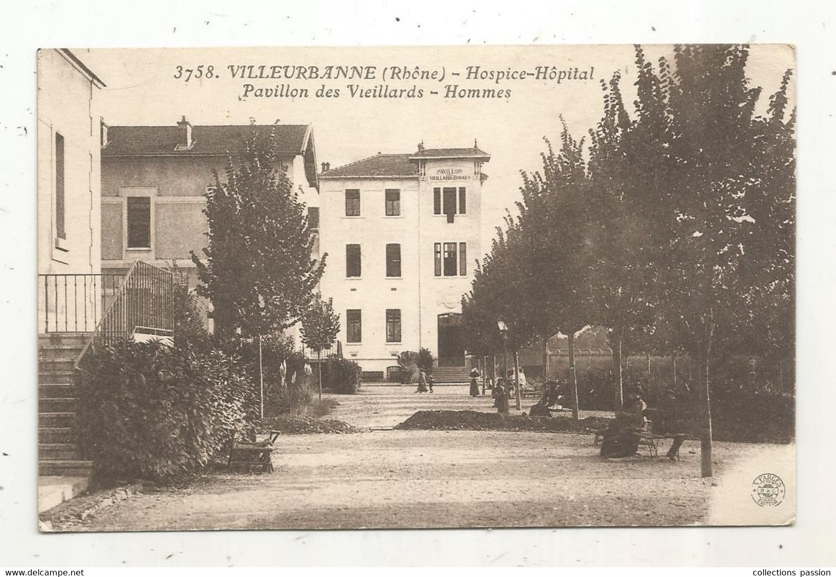 Cp, 69 ,  VILLERBANNE ,  Hospice-hopital ,pavillon Des Vieillards ,hommes , écrite 1918 - Villeurbanne