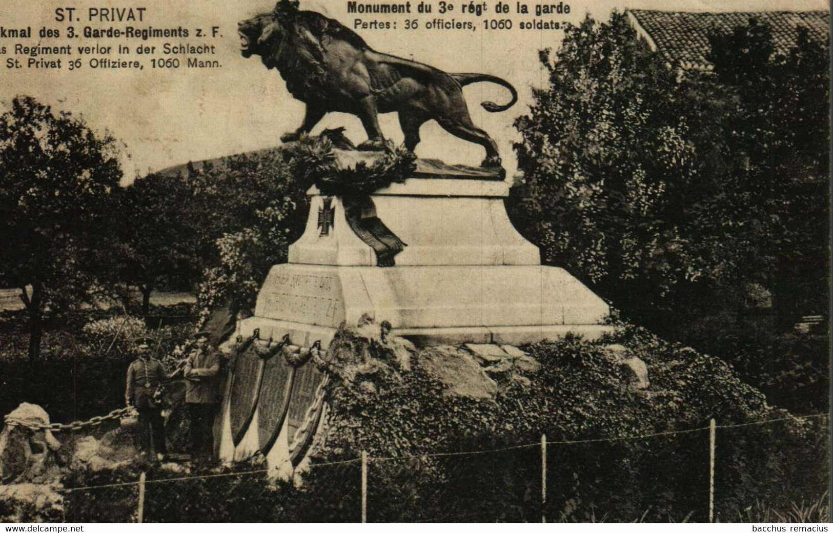 ST.PRIVAT Monument Du 3e Régt.de Garde Pertes 36Officiers,1000Soldats Cachet : KRIEGS-MUSEUM 1870 ST.PRIVAT 23.9.13 (1x) - Metz Campagne