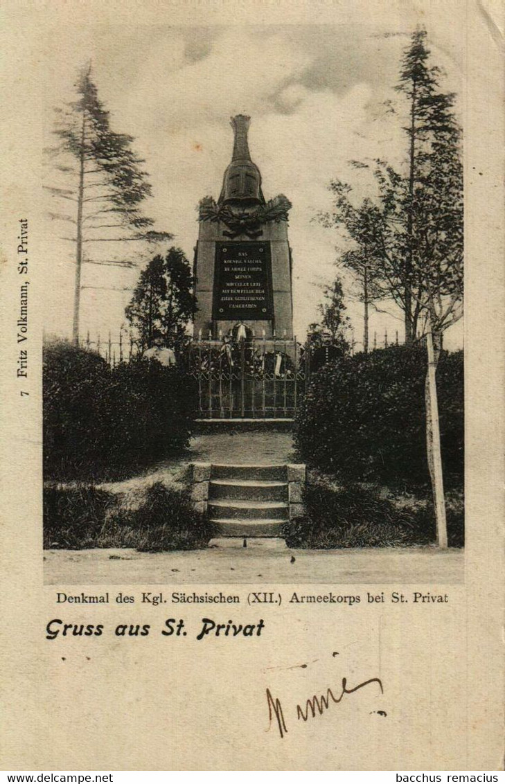 Gruss Aus ST.PRIVAT Denkmal Des Kgl. Sächsischen (XII.) Armeekorps  7 Fritz Volkmann, St.Privat Cachet Intéressant - Metz Campagne