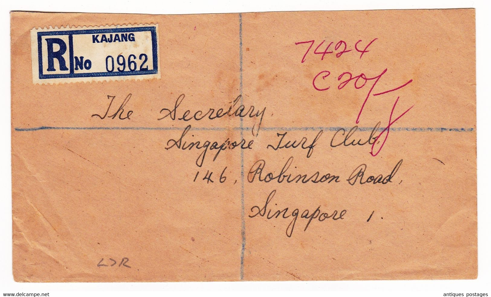 Registered Letter 1960 Kajang Malaya Selangor Malaysia Singapore Singapour Malaisie Tigre Tiger - Selangor