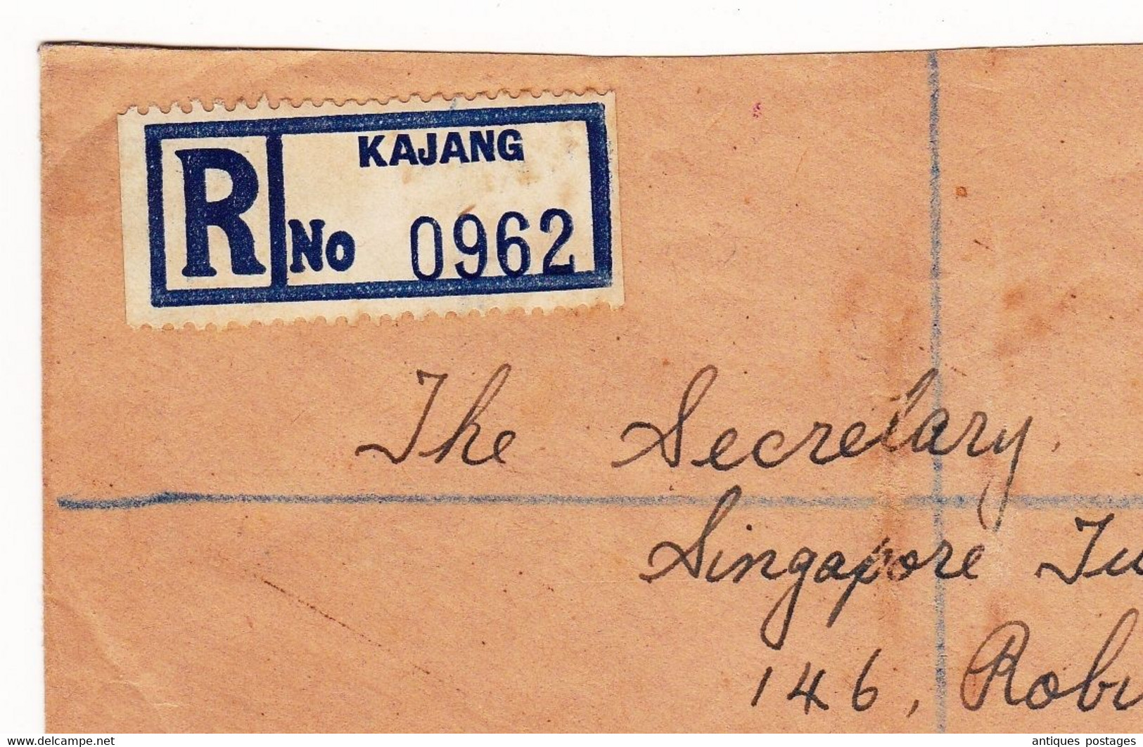 Registered Letter 1960 Kajang Malaya Selangor Malaysia Singapore Singapour Malaisie Tigre Tiger - Selangor