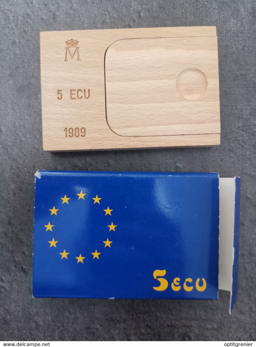 BOITE VIDE EN BOIS MONNAIE ESPAGNE POUR CAPSULE DE MONNAIE DE 5 ECU ARGENT 1989 -  Verzamelingen