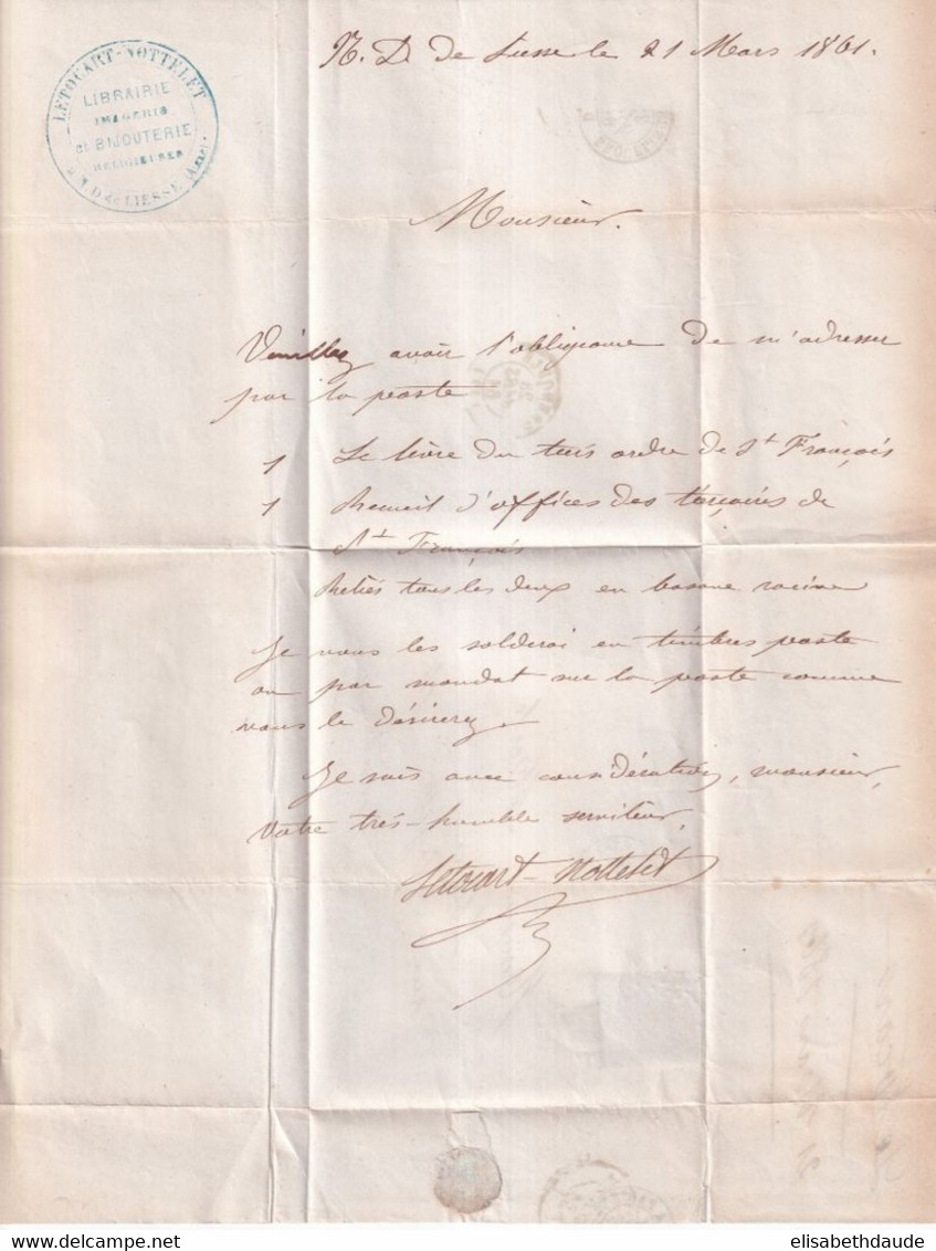 1861 - PIQUAGE PRIVE ! / EMPIRE 20c Sur LETTRE De NOTRE-DAME-DE-LIESSE (PC 2295) AISNE - - 1853-1860 Napoleon III