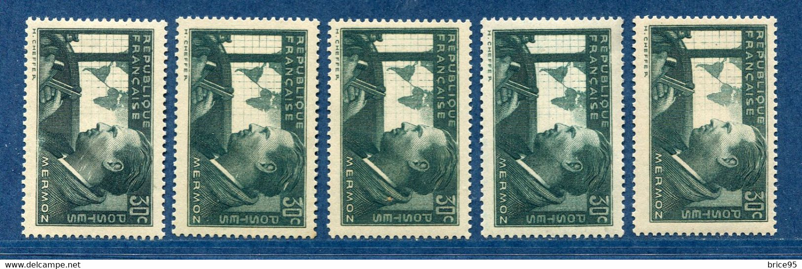 ⭐ France - Variété - YT N° 337 - Couleurs - Taches Cou - Mèche Blanche - Neuf Sans Charnière - 1937 ⭐ - Neufs