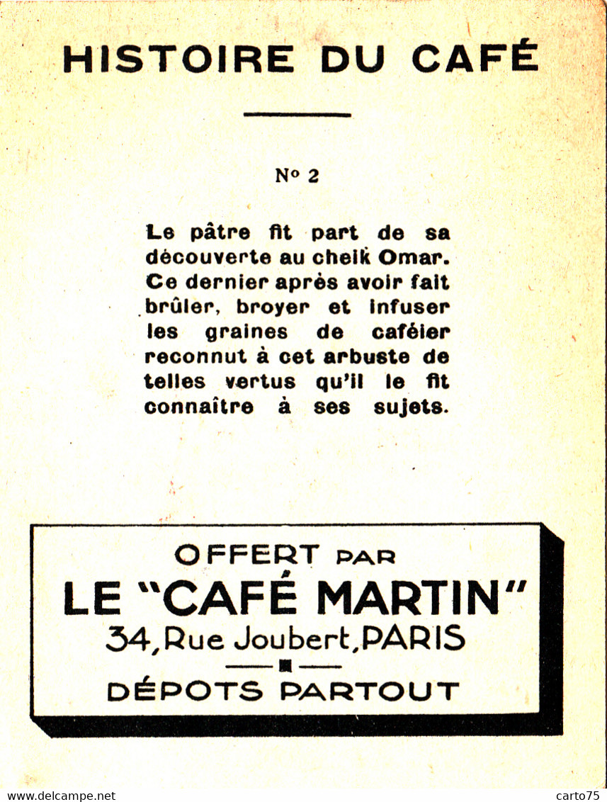 Commerce - Café Martin 34 Rue Joubert Paris - Histoire Du Café - Ethiopie Pâtre Cheik Omar - Cafes