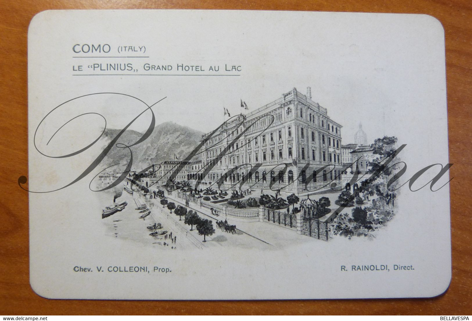 Italy. Como Le PLINIUS Grand Hotel Au Lac. Propr. Colleoni Direct. Rainoldi.  Carte De Visite PUB - Como