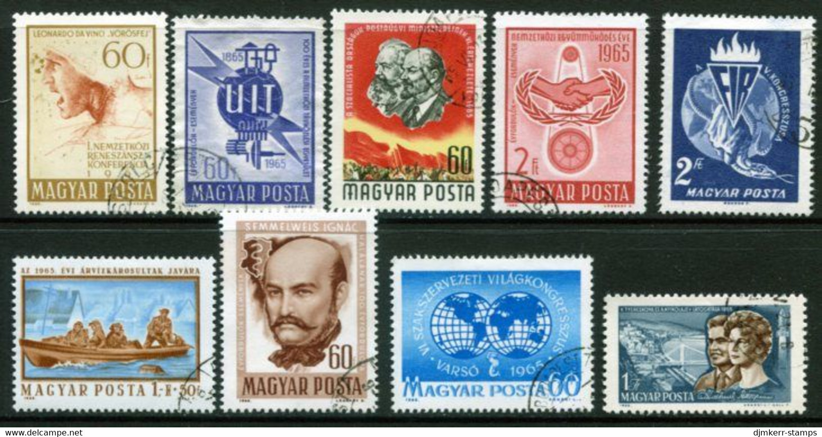 HUNGARY 1965 Nine Single Commemorative Issues, Used. - Oblitérés