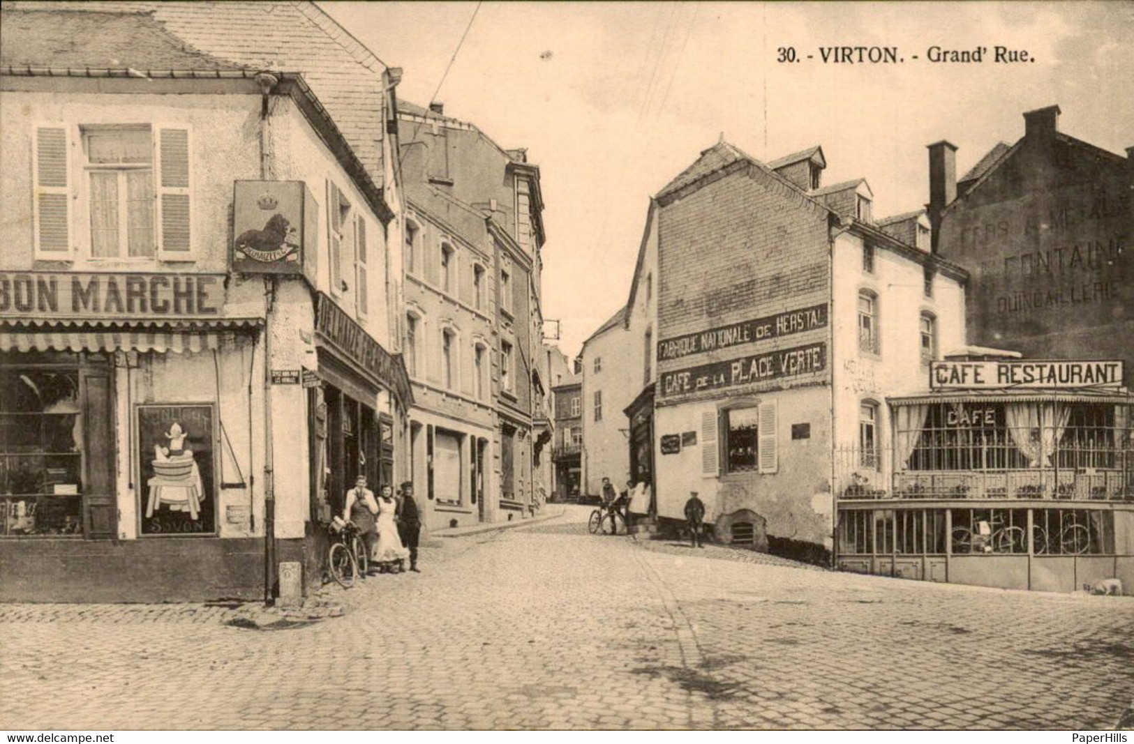 België - Virton - Grand Rue - Cafe Restaurant Marche - 1919 - Sonstige & Ohne Zuordnung