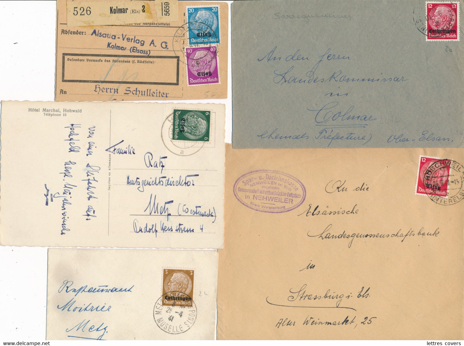 Hindenburg Alsace Lorraine Lot De 12 Lettres CP Entiers - A Etudier - Cartas & Documentos