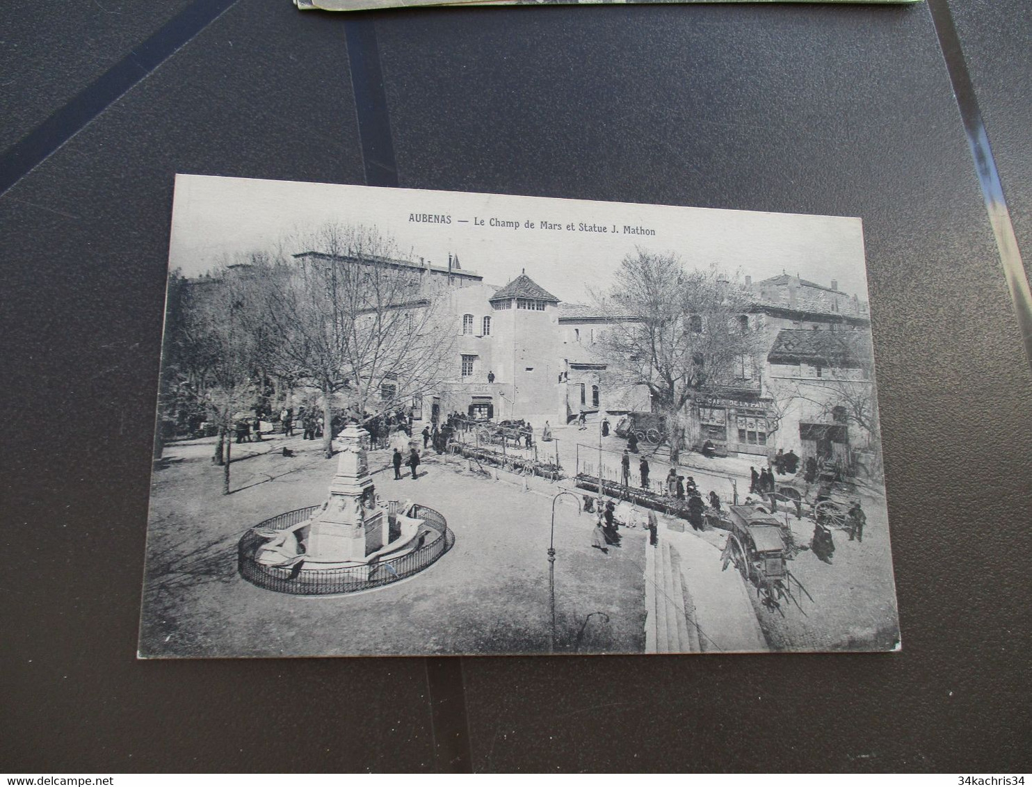 CPA 07 Ardèche Aubenas Champ De Mars Et Statue J.Mathon - Aubenas