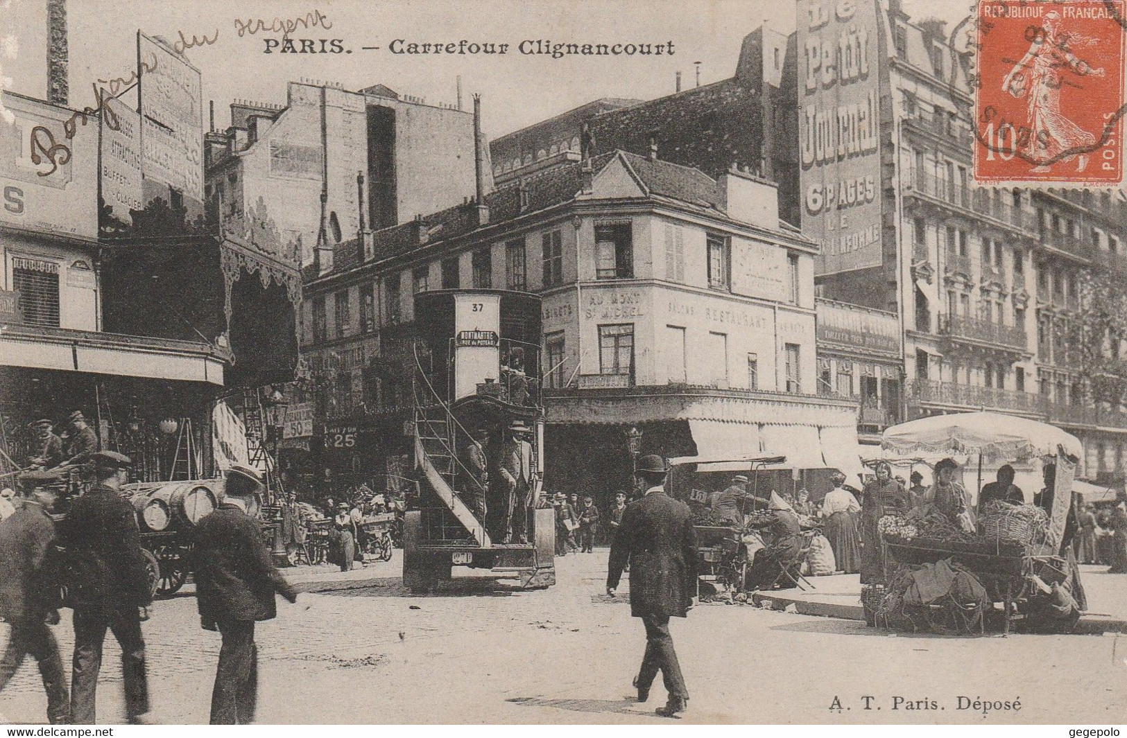 PARIS 18ème  - Carrefour Clignancourt  ( Rare ) Carte écrite De Thuisy - Paris (18)